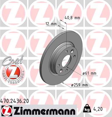 Zimmermann 470.2436.20 - Тормозной диск parts5.com