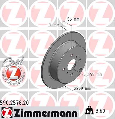 Zimmermann 590.2578.20 - Тормозной диск parts5.com