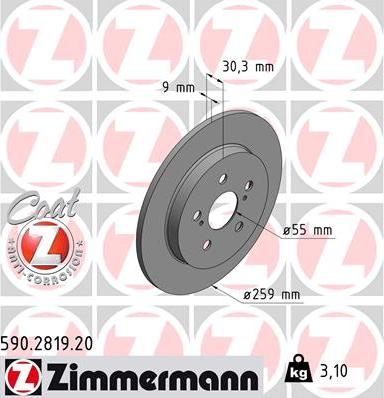 Zimmermann 590.2819.20 - Тормозной диск parts5.com