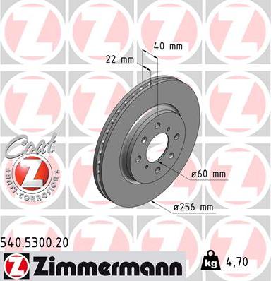 Zimmermann 540.5300.20 - Тормозной диск parts5.com