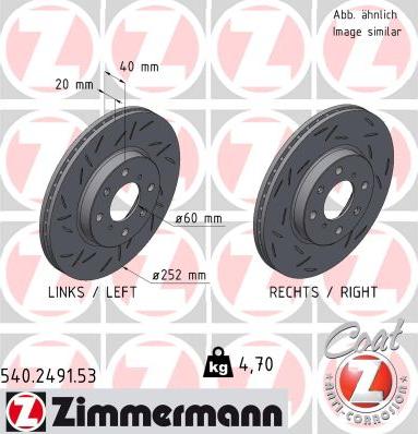 Zimmermann 540.2491.53 - Тормозной диск parts5.com