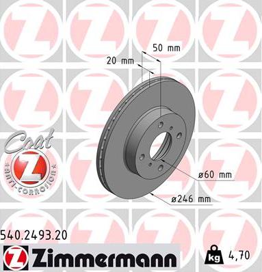 Zimmermann 540.2493.20 - Тормозной диск parts5.com