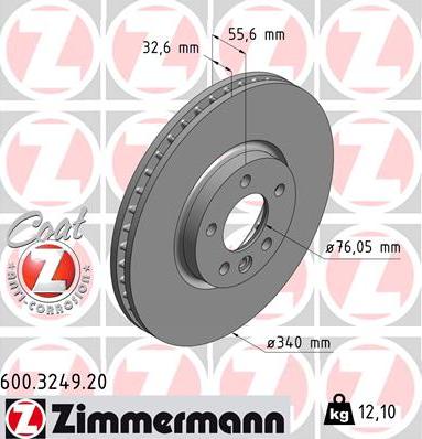 Zimmermann 600.3249.20 - Тормозной диск parts5.com