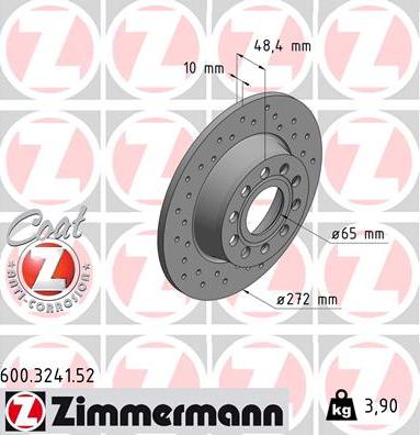 Zimmermann 600.3241.52 - Тормозной диск parts5.com