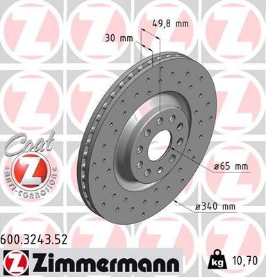 Zimmermann 600.3243.52 - Тормозной диск parts5.com