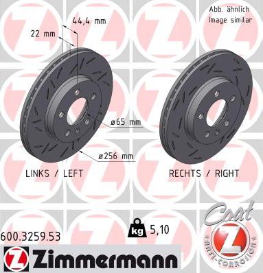 Zimmermann 600.3259.53 - Тормозной диск parts5.com