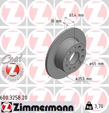 Zimmermann 600.3258.20 - Тормозной диск parts5.com