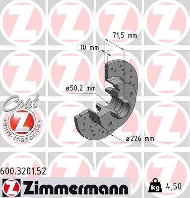 Zimmermann 600.3201.52 - Тормозной диск parts5.com