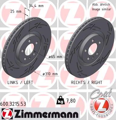 Zimmermann 600.3215.53 - Тормозной диск parts5.com