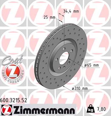 Zimmermann 600.3215.52 - Тормозной диск parts5.com