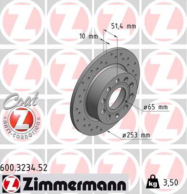 Zimmermann 600.3234.52 - Тормозной диск parts5.com