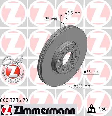 Zimmermann 600.3236.20 - Тормозной диск parts5.com