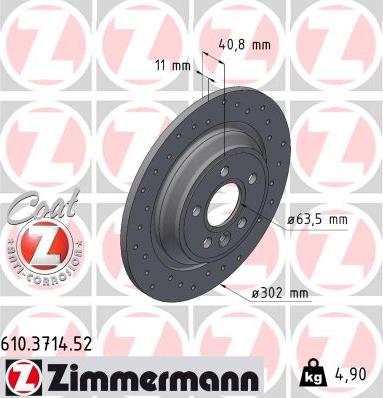 Zimmermann 610.3714.52 - Тормозной диск parts5.com