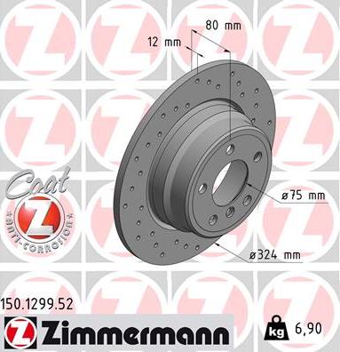 Zimmermann 150.1299.52 - Тормозной диск parts5.com