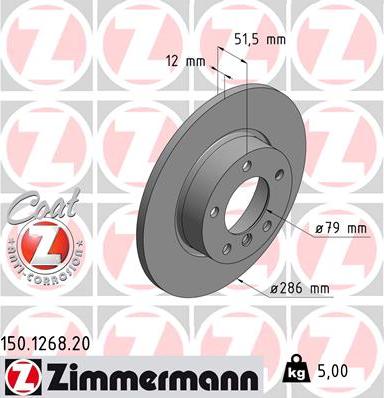 Zimmermann 150.1268.20 - Тормозной диск parts5.com