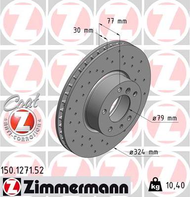 Zimmermann 150.1271.52 - Тормозной диск parts5.com