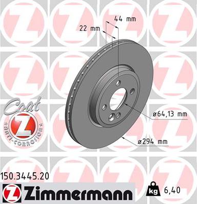 Zimmermann 150.3445.20 - Тормозной диск parts5.com