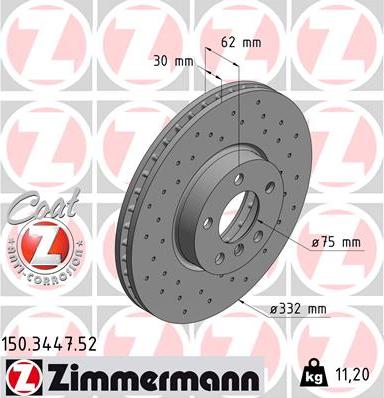 Zimmermann 150.3447.52 - Тормозной диск parts5.com