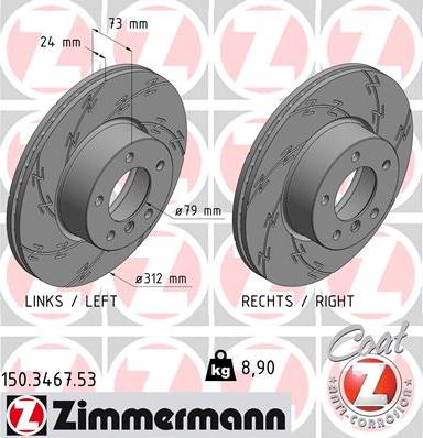 Zimmermann 150.3467.53 - Тормозной диск parts5.com