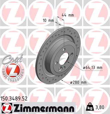 Zimmermann 150.3489.52 - Тормозной диск parts5.com