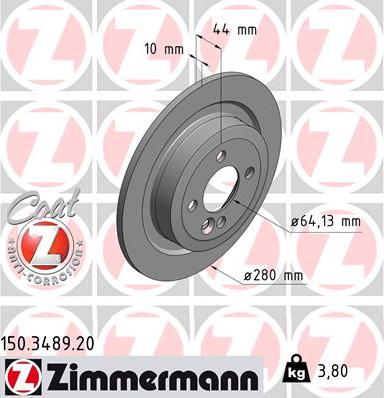 Zimmermann 150.3489.20 - Тормозной диск parts5.com