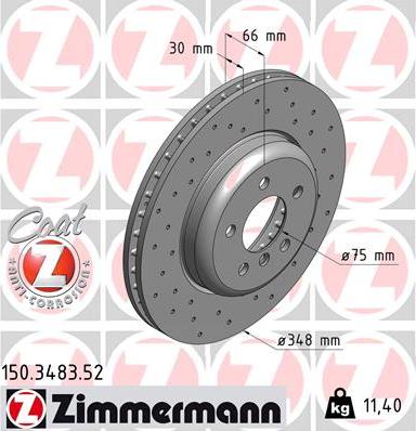 Zimmermann 150.3483.52 - Тормозной диск parts5.com