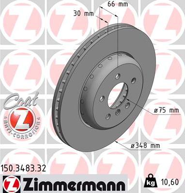 Zimmermann 150.3483.32 - Тормозной диск parts5.com