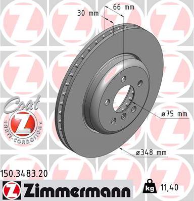 Zimmermann 150.3483.20 - Тормозной диск parts5.com