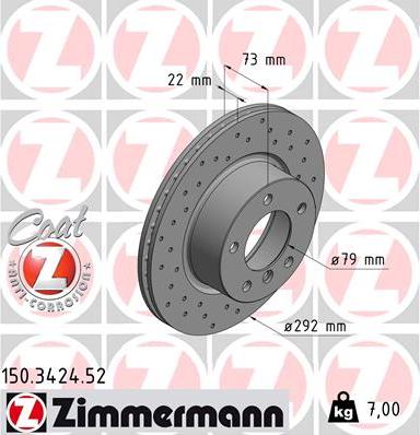 Zimmermann 150.3424.52 - Тормозной диск parts5.com