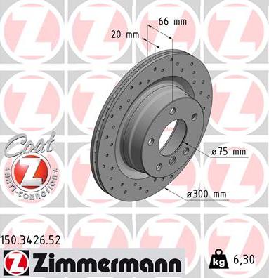 Zimmermann 150.3426.52 - Тормозной диск parts5.com