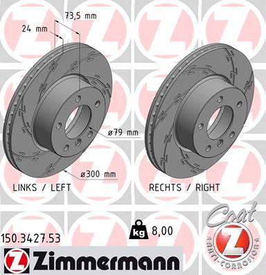 Zimmermann 150.3427.53 - Тормозной диск parts5.com