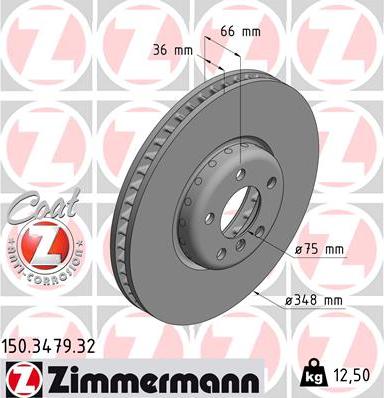 Zimmermann 150.3479.32 - Тормозной диск parts5.com