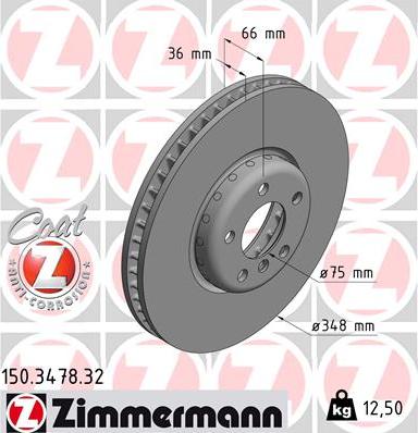 Zimmermann 150.3478.32 - Тормозной диск parts5.com