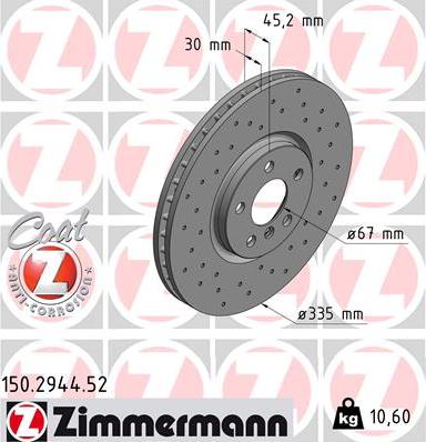 Zimmermann 150.2944.52 - Тормозной диск parts5.com