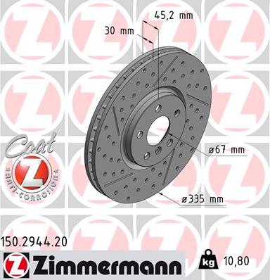 Zimmermann 150.2944.20 - Тормозной диск parts5.com