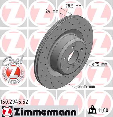 Zimmermann 150.2945.52 - Тормозной диск parts5.com