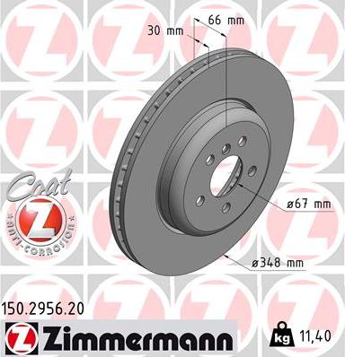 Zimmermann 150.2956.20 - Тормозной диск parts5.com