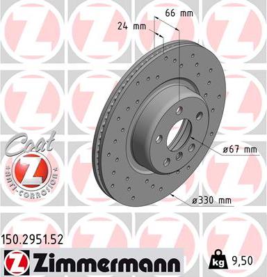 Zimmermann 150.2951.52 - Тормозной диск parts5.com