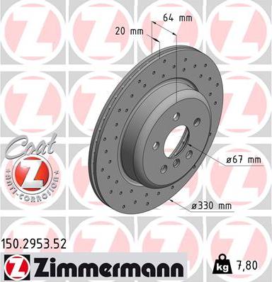 Zimmermann 150.2953.52 - Тормозной диск parts5.com