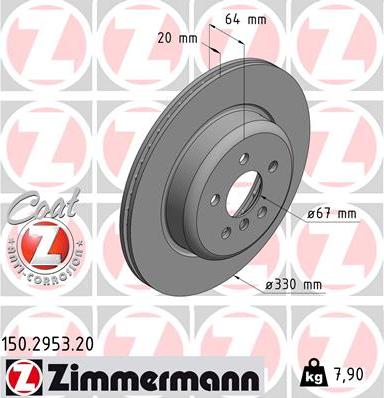 Zimmermann 150.2953.20 - Тормозной диск parts5.com