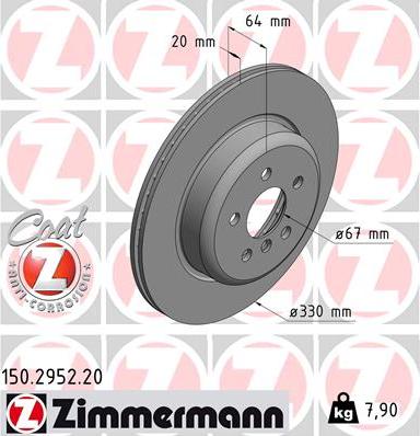 Zimmermann 150.2952.20 - Тормозной диск parts5.com