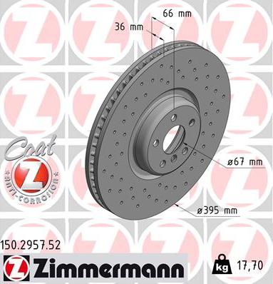 Zimmermann 150.2957.52 - Тормозной диск parts5.com