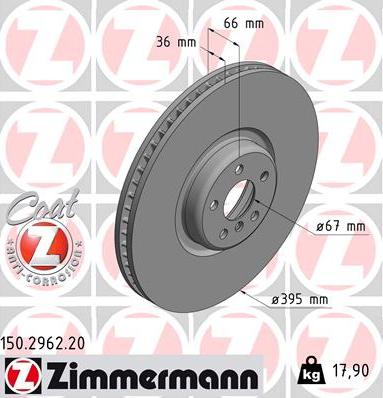 Zimmermann 150.2962.20 - Тормозной диск parts5.com