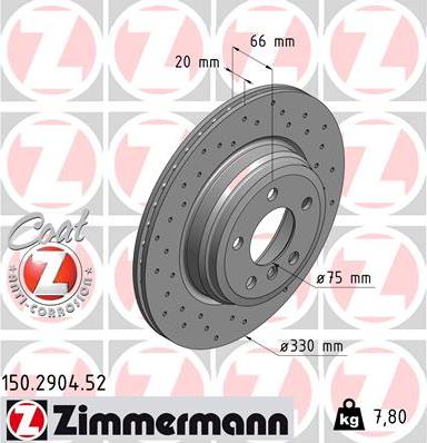 Zimmermann 150.2904.52 - Тормозной диск parts5.com