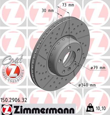 Zimmermann 150.2906.32 - Тормозной диск parts5.com