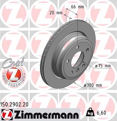 Zimmermann 150.2902.20 - Тормозной диск parts5.com