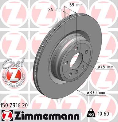 Zimmermann 150.2916.20 - Тормозной диск parts5.com