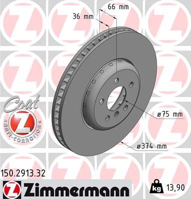 Zimmermann 150.2913.32 - Тормозной диск parts5.com