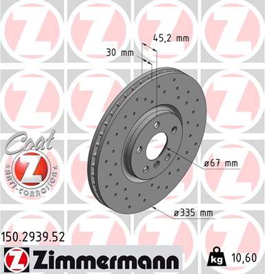 Zimmermann 150.2939.52 - Тормозной диск parts5.com