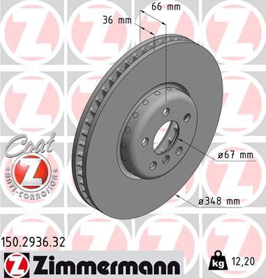 Zimmermann 150.2936.32 - Тормозной диск parts5.com